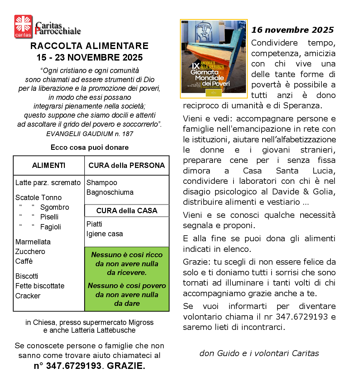CARITAS RACCOLTA VIVERI novembre2025 x la voce.pub